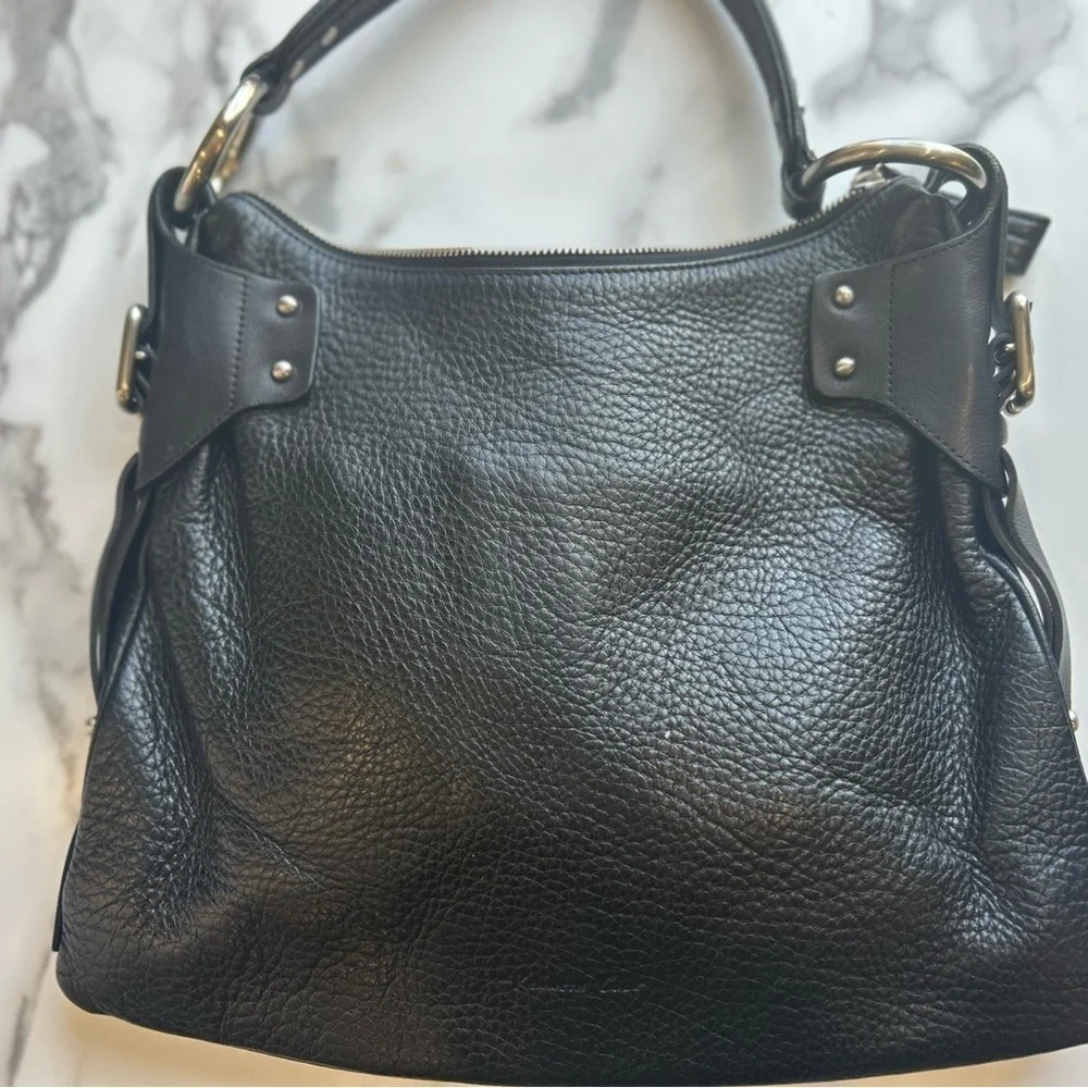 DKNY silver ring Leather black Handbag